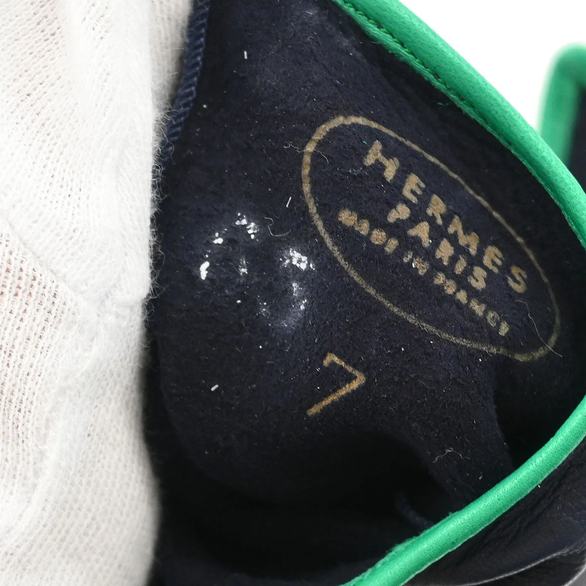 Hermes Navy Leather Bow Gloves #7 - Image 4
