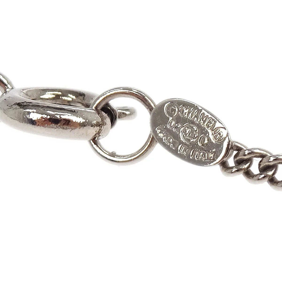 Chanel CC Chain Necklace Silver Pink 02C - Image 4