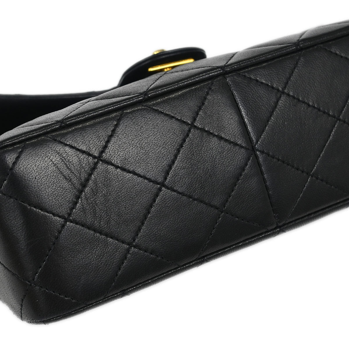 Chanel 1989-1991 Black Lambskin Classic Square Flap Shoulder Bag - Image 3