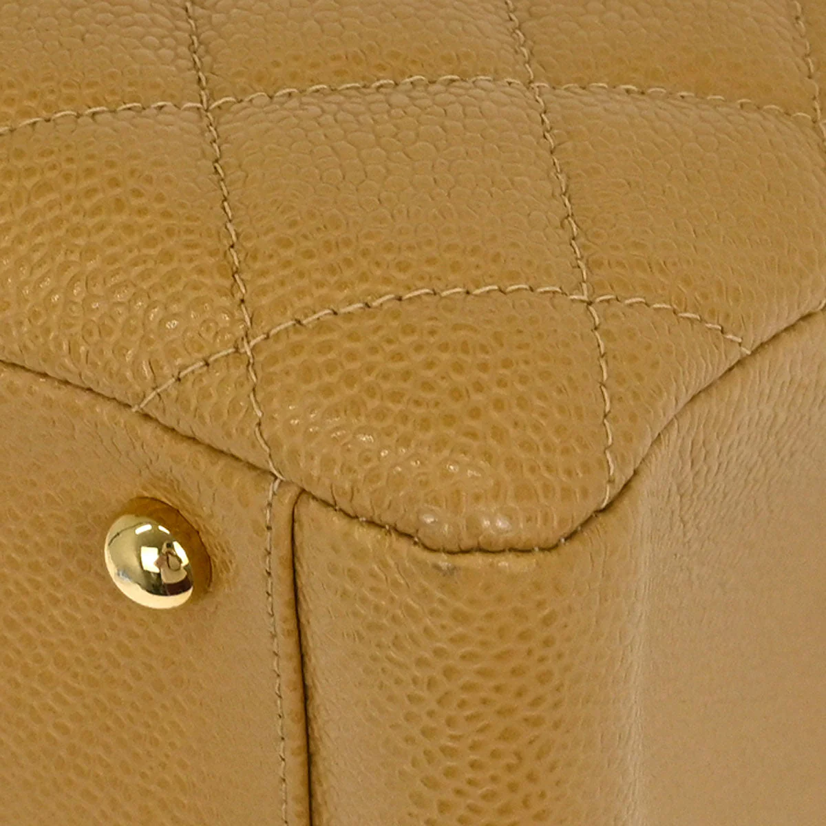 Chanel 2002-2003 Beige Caviar Tote Chain Handbag - Image 3