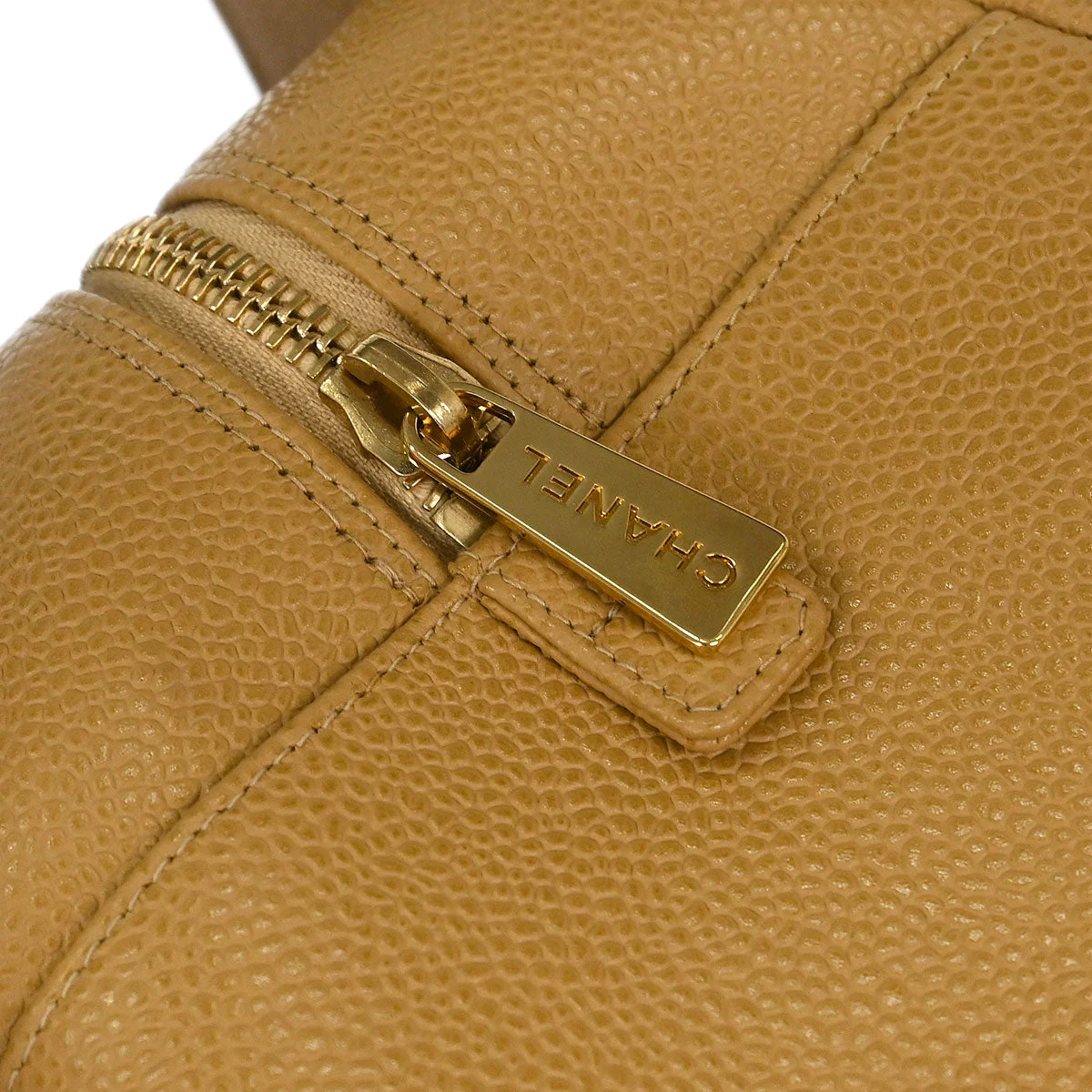 Chanel 2002-2003 Beige Caviar Tote Chain Handbag - Image 6