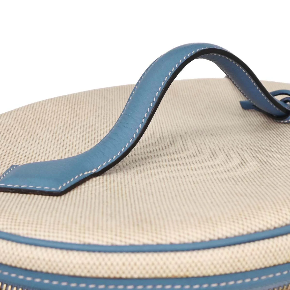 Hermes Blue Jean Toile H Taurillon Clemence Intercity Vanity Handbag - Image 4