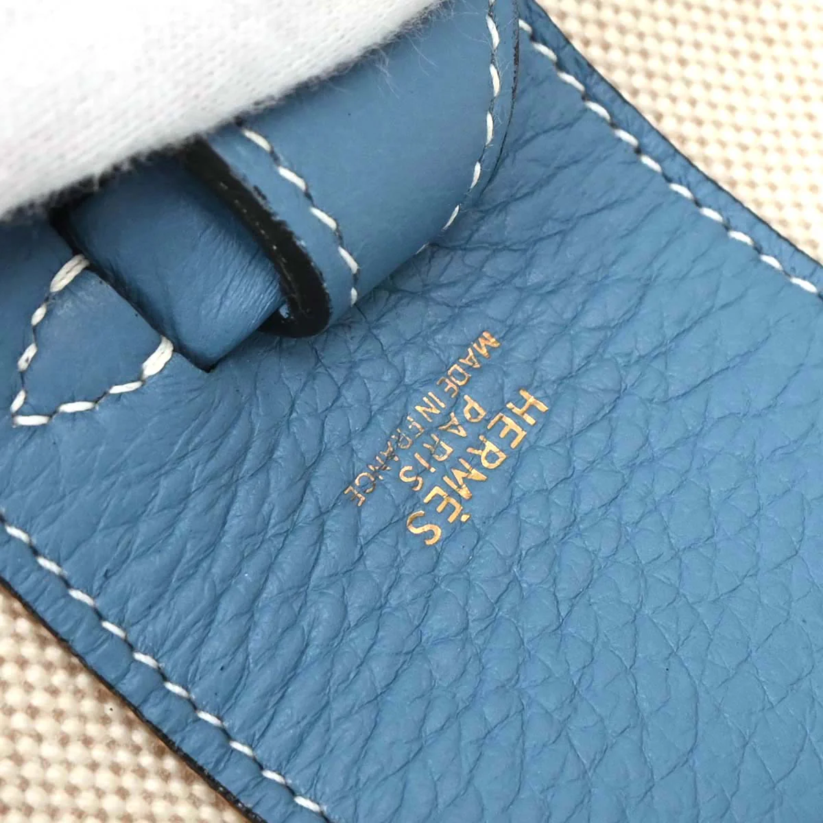 Hermes Blue Jean Toile H Taurillon Clemence Intercity Vanity Handbag - Image 9