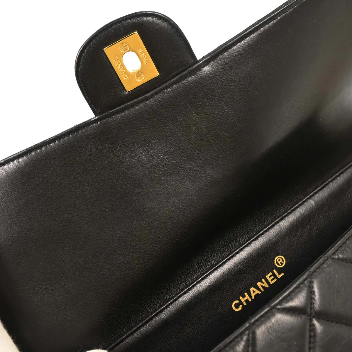 Chanel 1994-1996 Black Lambskin Double Sided Handbag - Image 7