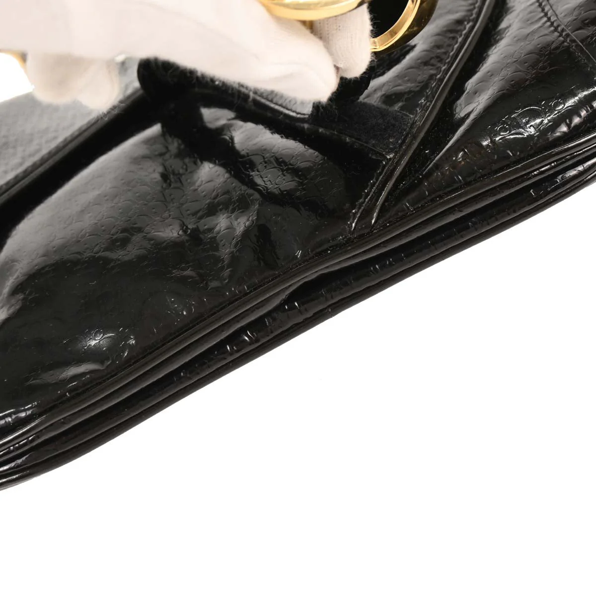 Christian Dior 2000 Black Patent Leather Double Saddle Handbag - Image 3