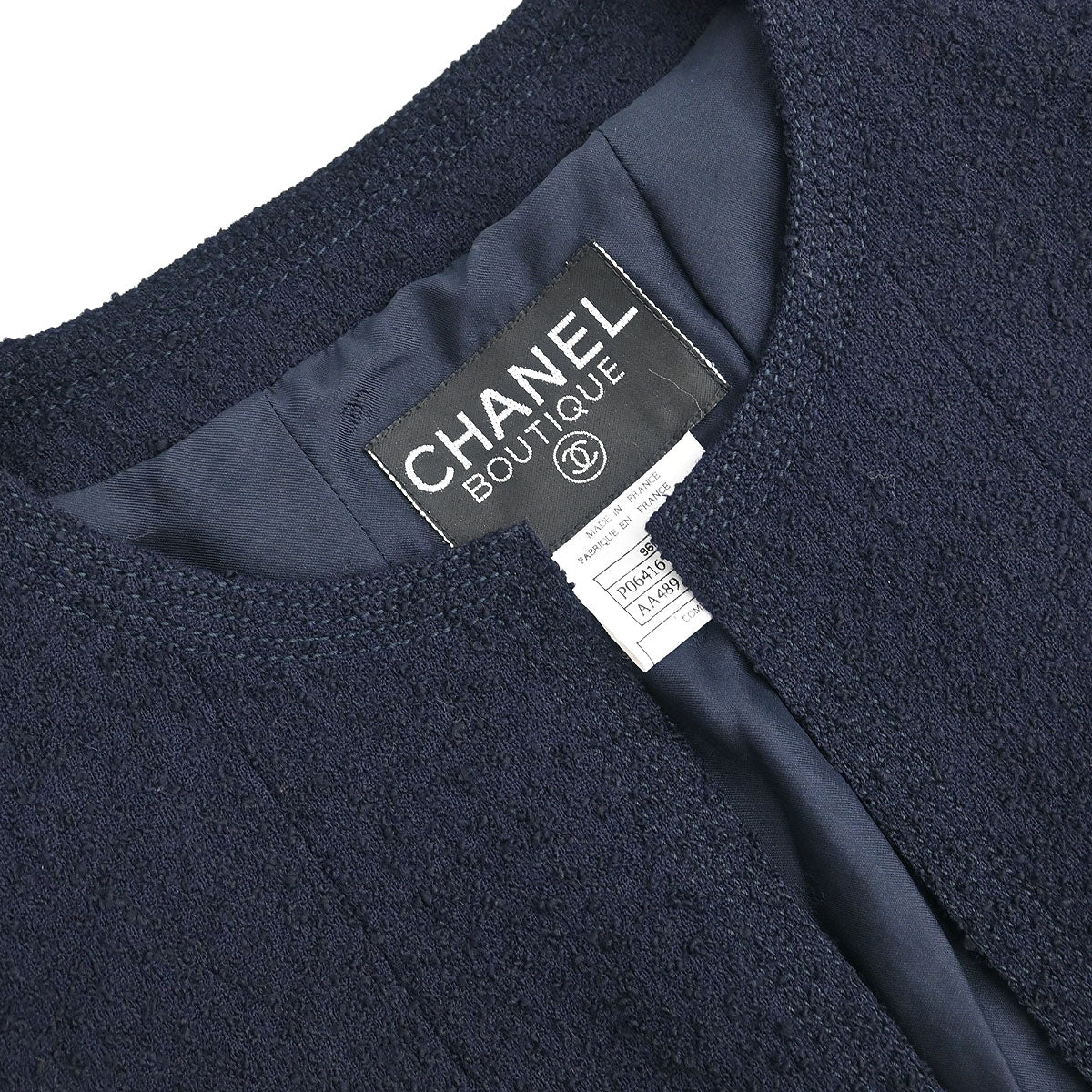 Chanel 1996 Collarless Jacket Navy #42 - Image 3