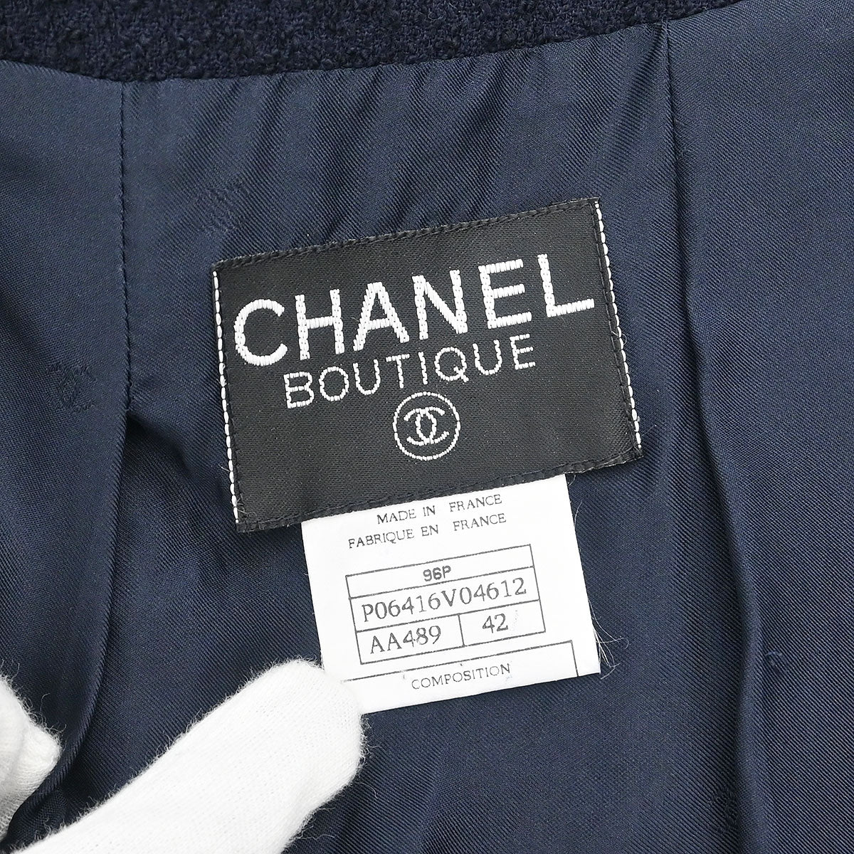 Chanel 1996 Collarless Jacket Navy #42 - Image 9