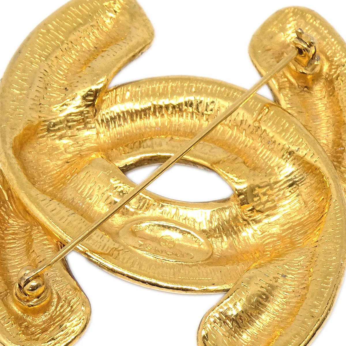 Chanel Quilted CC Brooch Pin Large Gold 1152 - Image 2