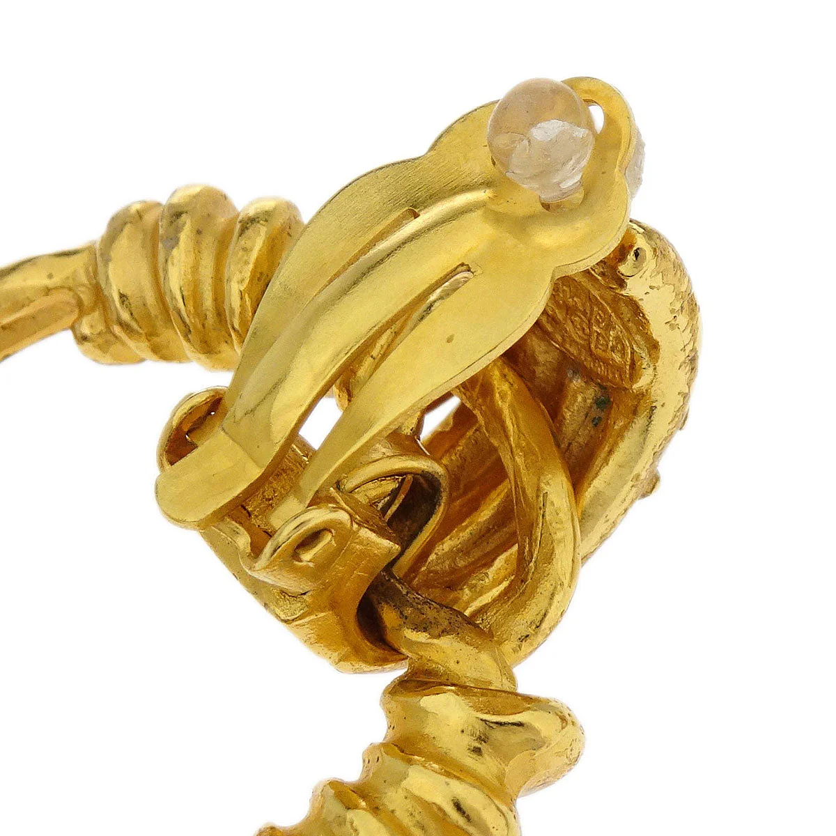 Chanel Dangle Hoop Clip-On Earrings Gold 94P - Image 3