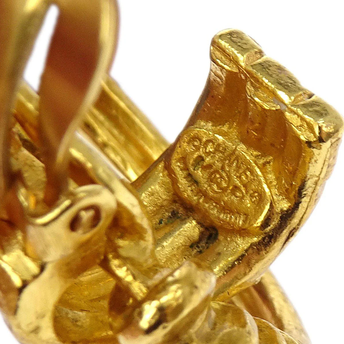 Chanel Dangle Hoop Clip-On Earrings Gold 94P - Image 4