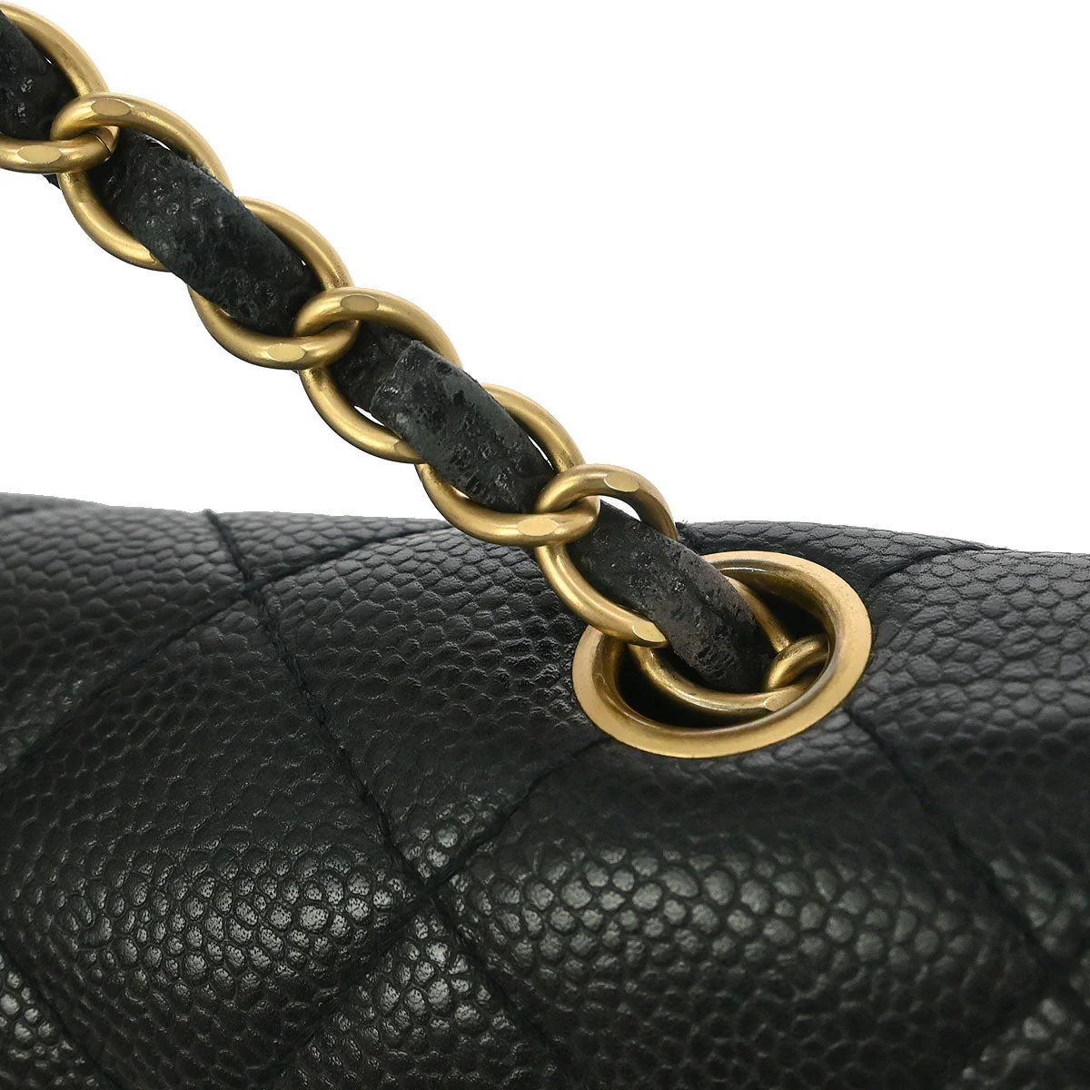 Chanel Black Caviar Wood Straight Flap Shoulder Bag - Image 11