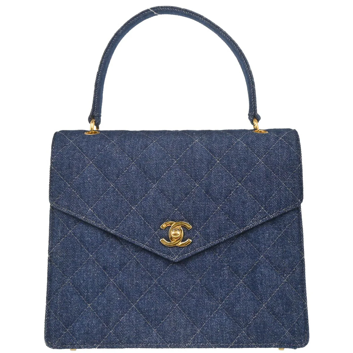 Chanel 1997-1999 Blue Denim Top Handle Handbag