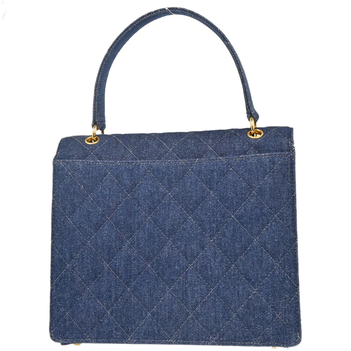 Chanel 1997-1999 Blue Denim Top Handle Handbag - Image 2