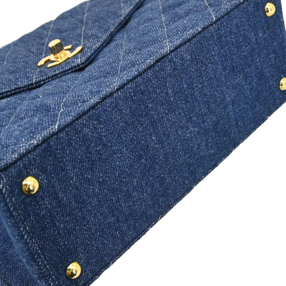 Chanel 1997-1999 Blue Denim Top Handle Handbag - Image 3