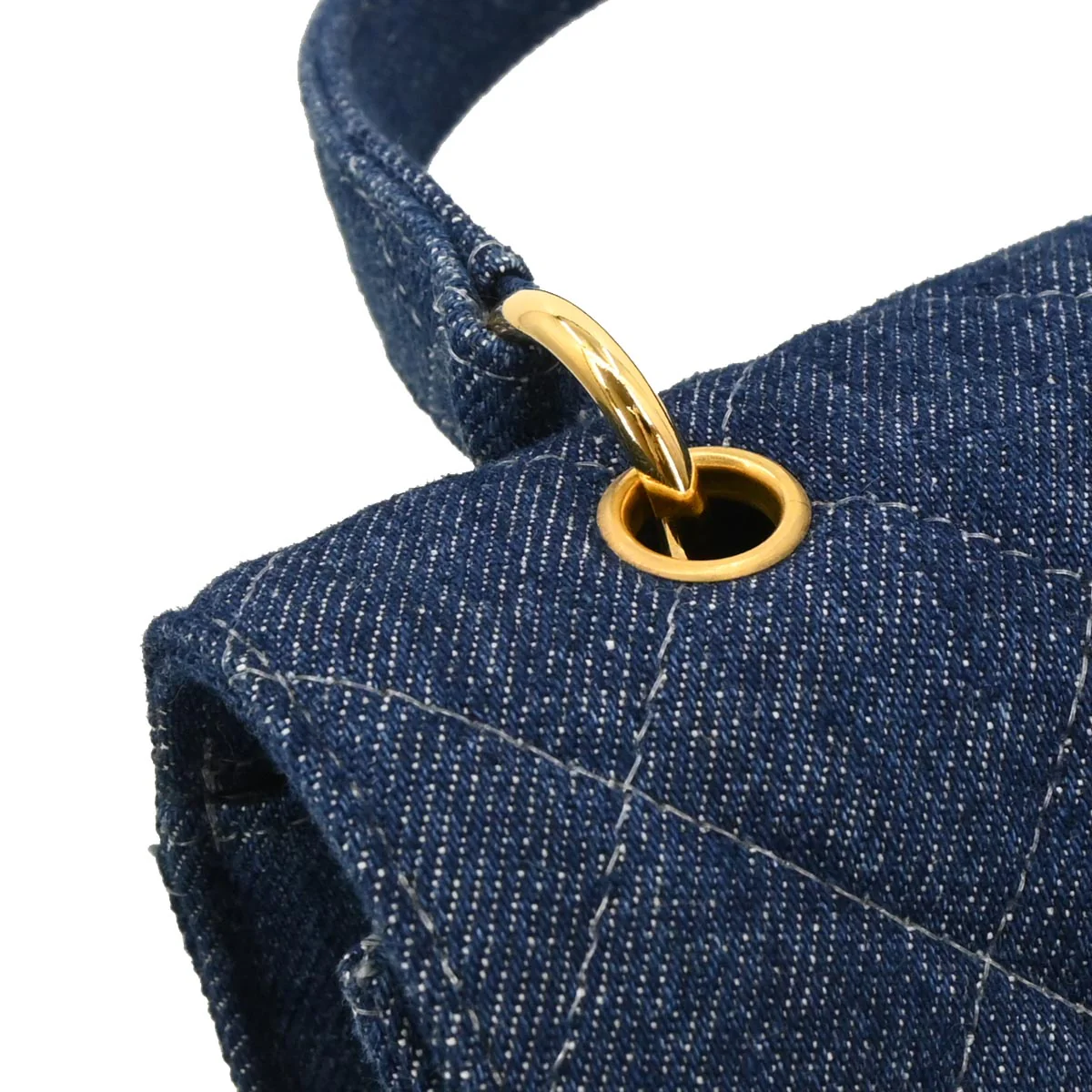 Chanel 1997-1999 Blue Denim Top Handle Handbag - Image 6