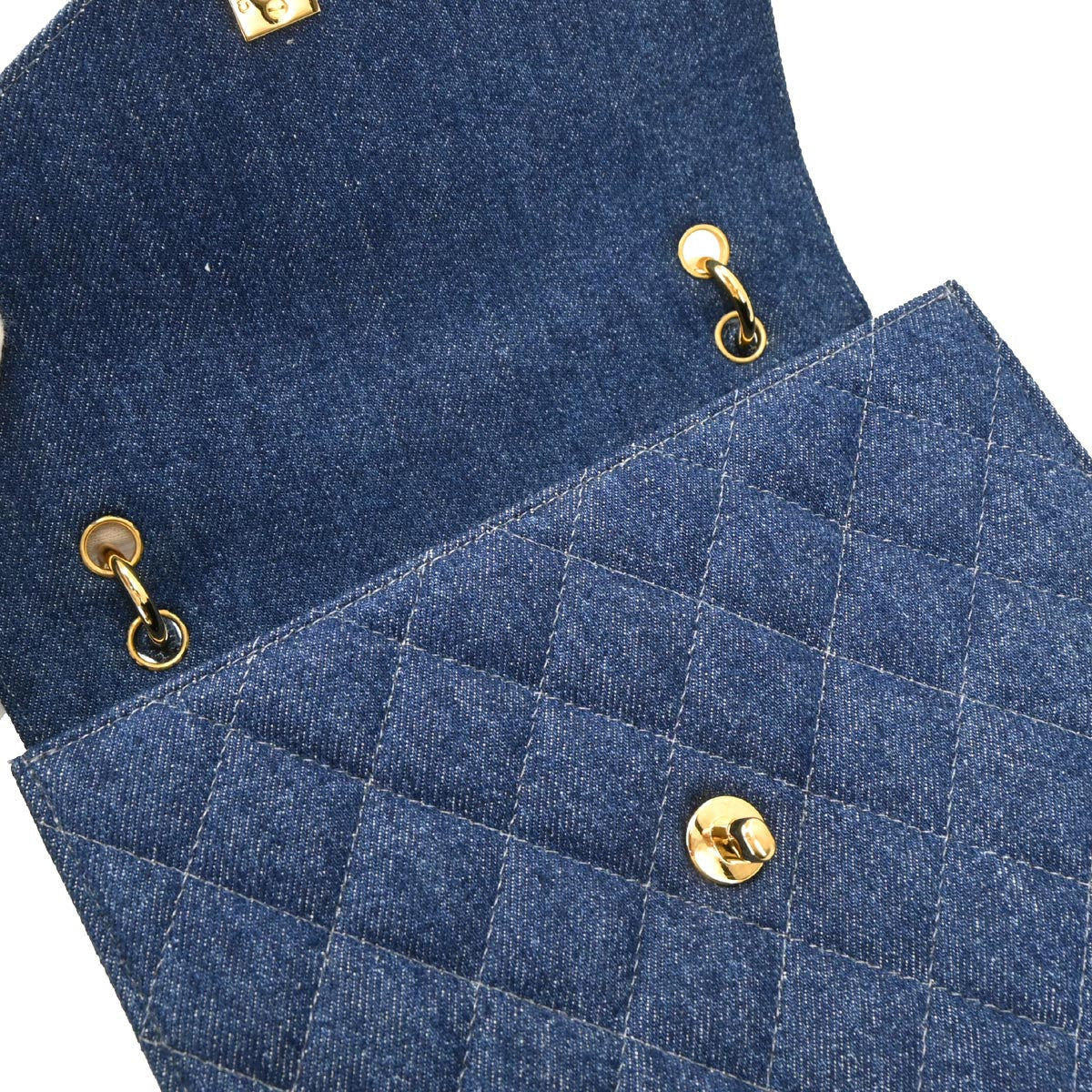 Chanel 1997-1999 Blue Denim Top Handle Handbag - Image 7