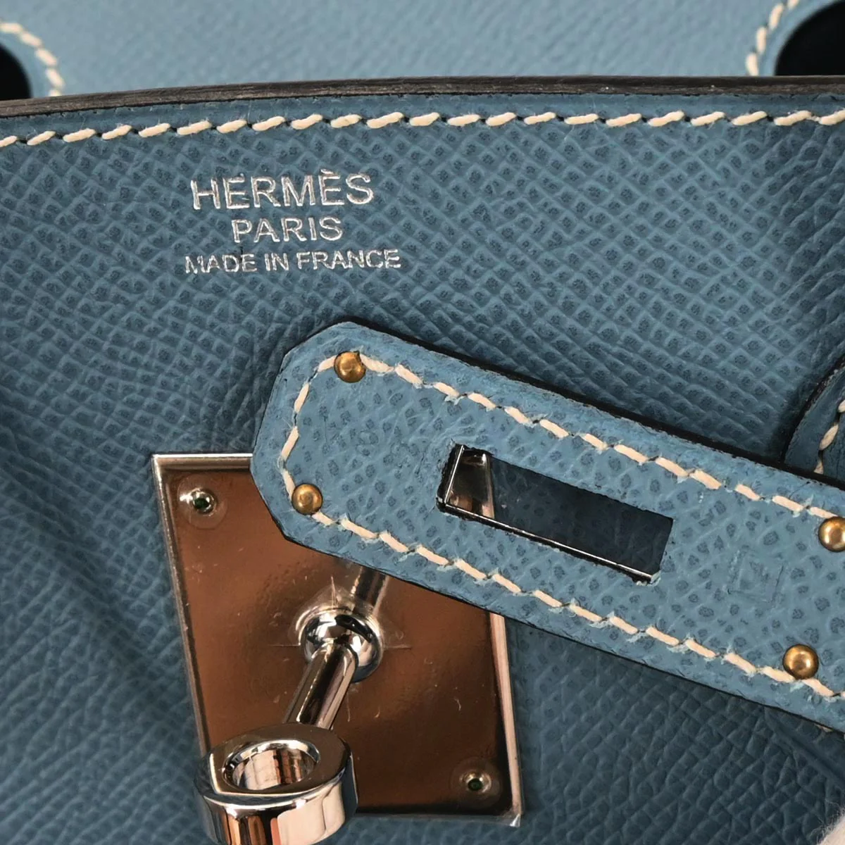 Hermes Blue Jean Courchevel Birkin 30 Handbag - Image 10