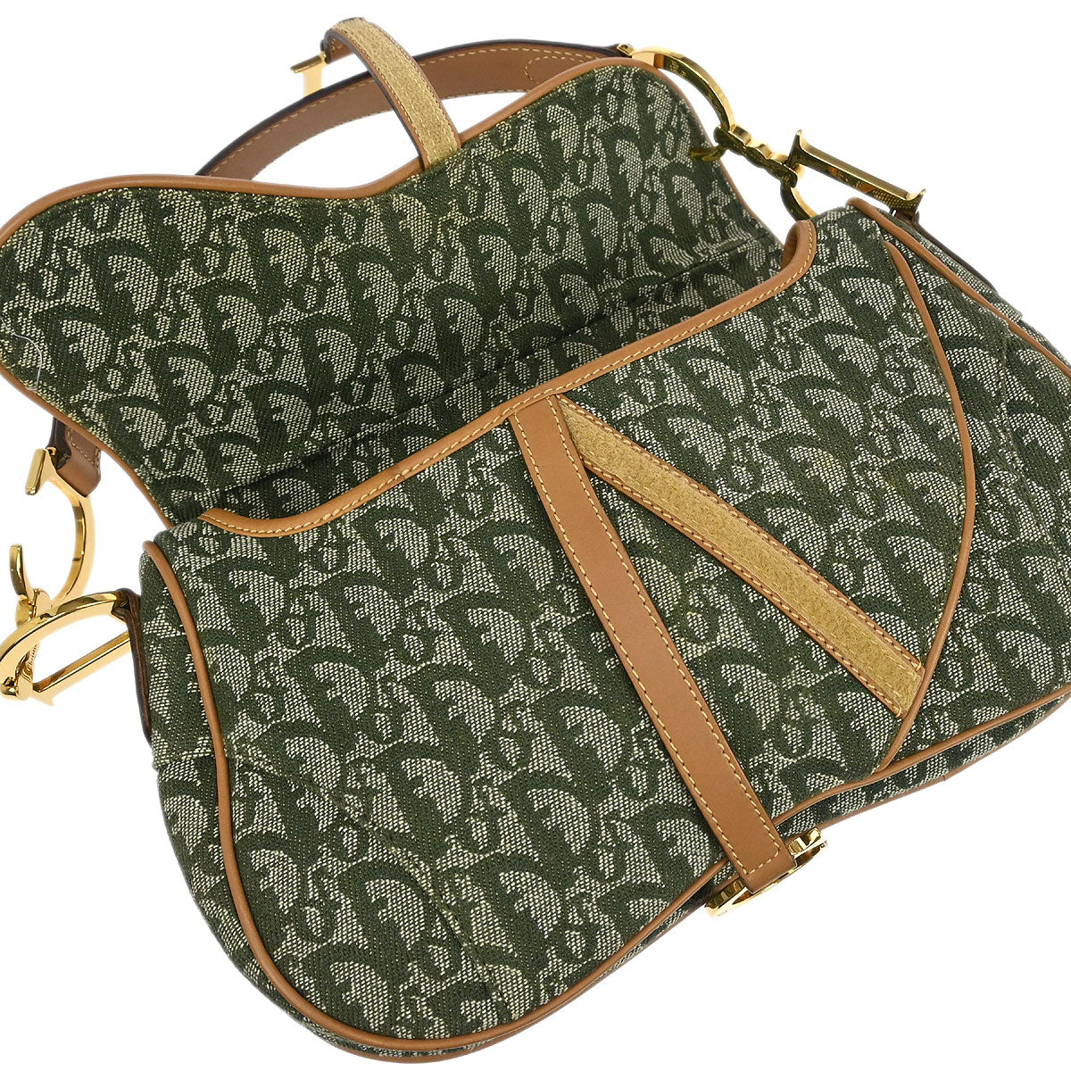 Christian Dior Green Trotter Double Saddle Handbag - Image 7
