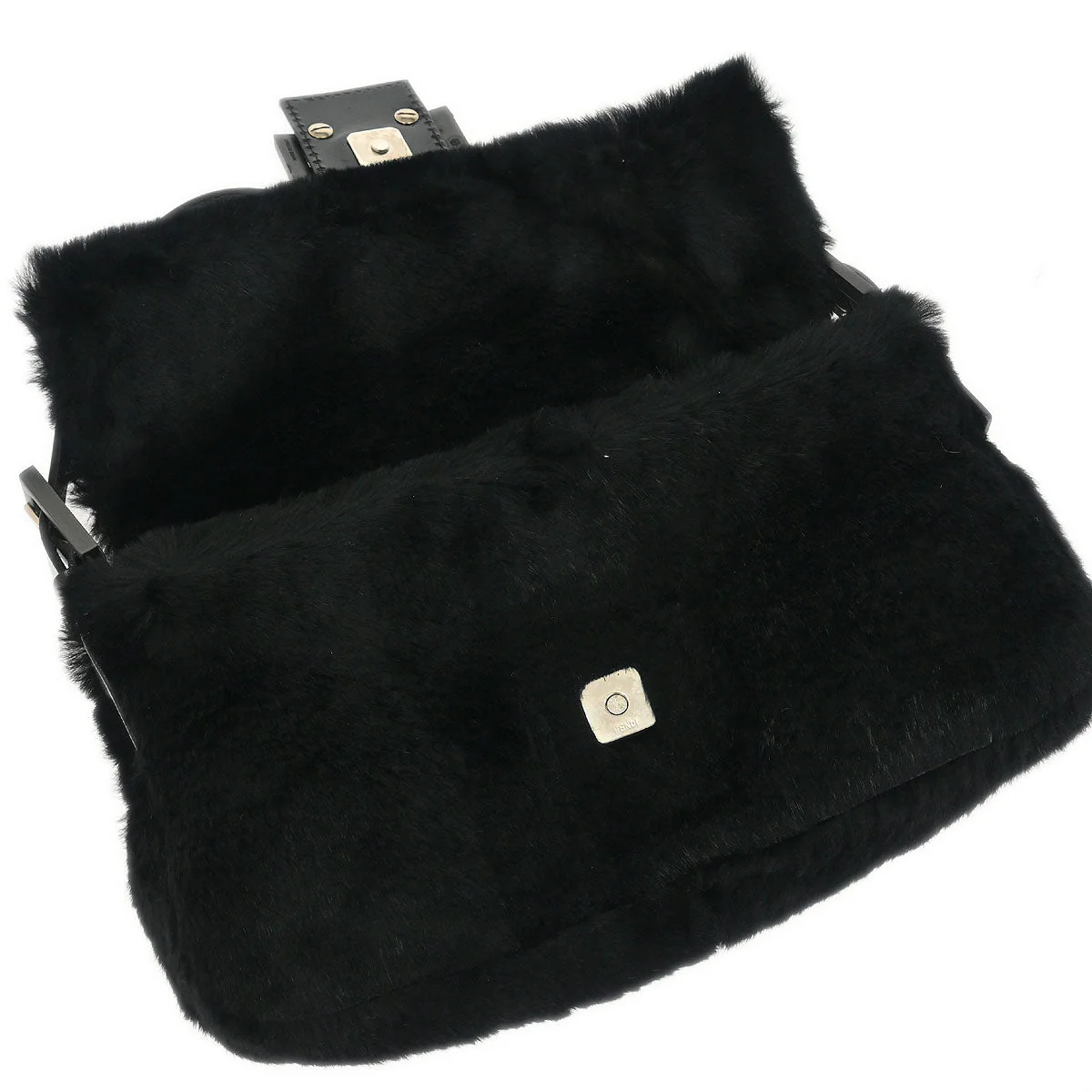 Fendi * Black Fur Baguette Handbag - Image 6