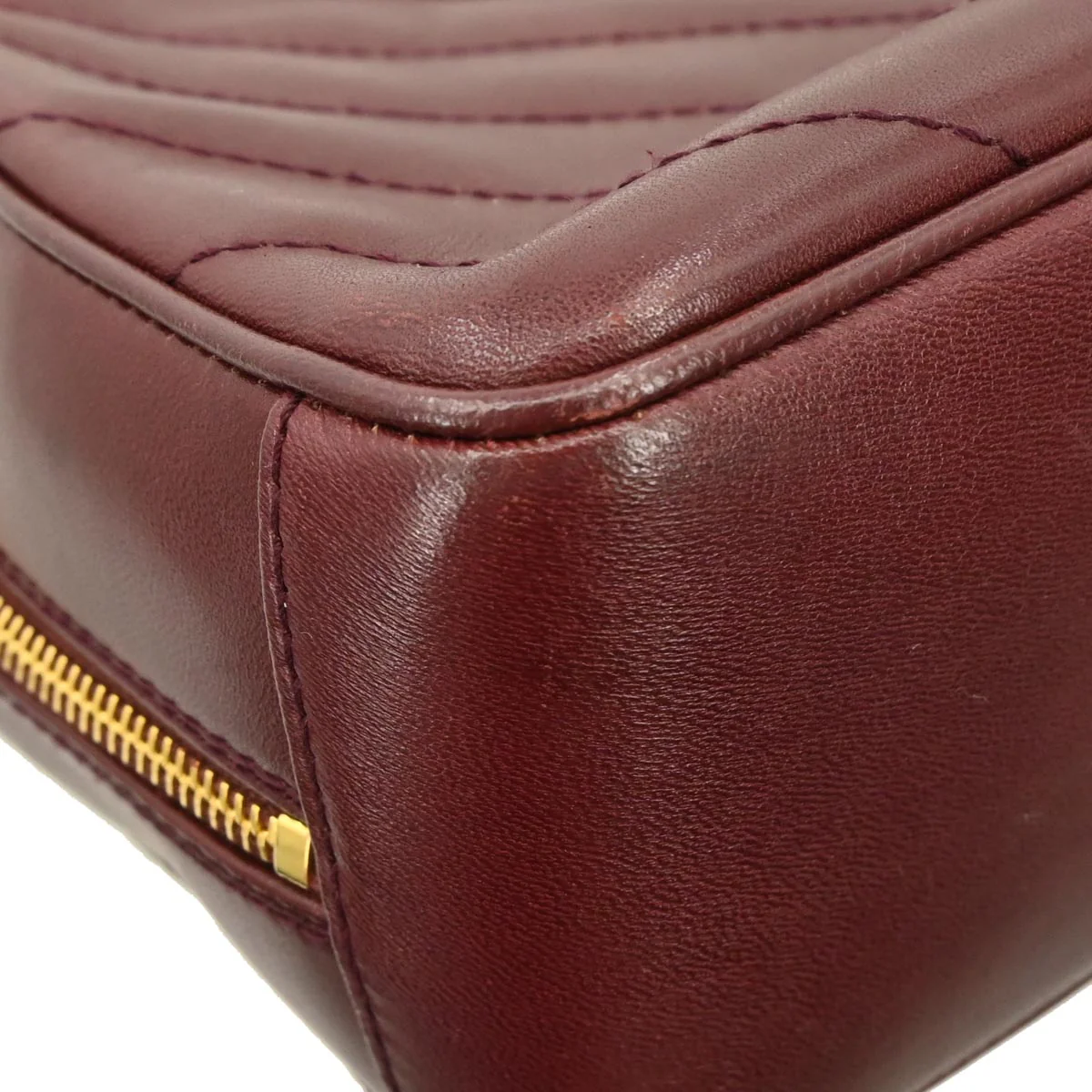 Chanel 2000-2002 Bordeaux Lambskin Chevron Handbag - Image 5