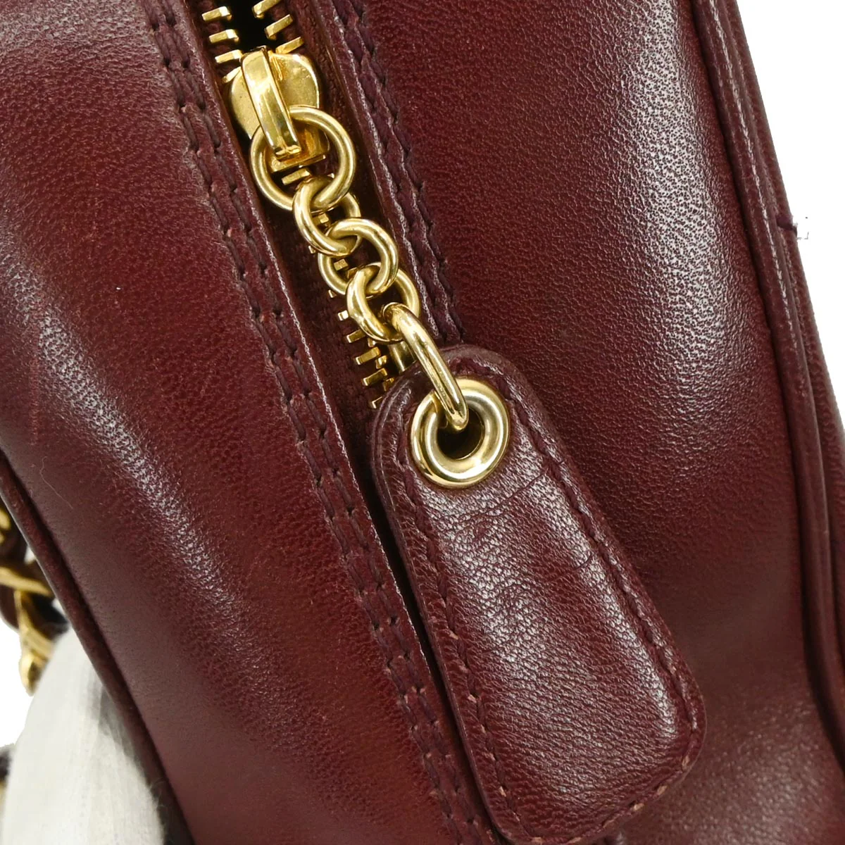 Chanel 2000-2002 Bordeaux Lambskin Chevron Handbag - Image 6