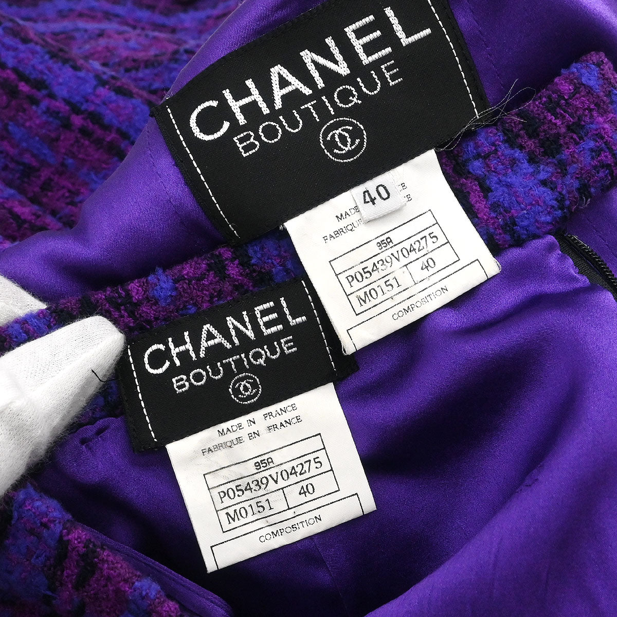 Chanel 1995 Setup Suit Jacket Skirt Purple #40 - Image 10