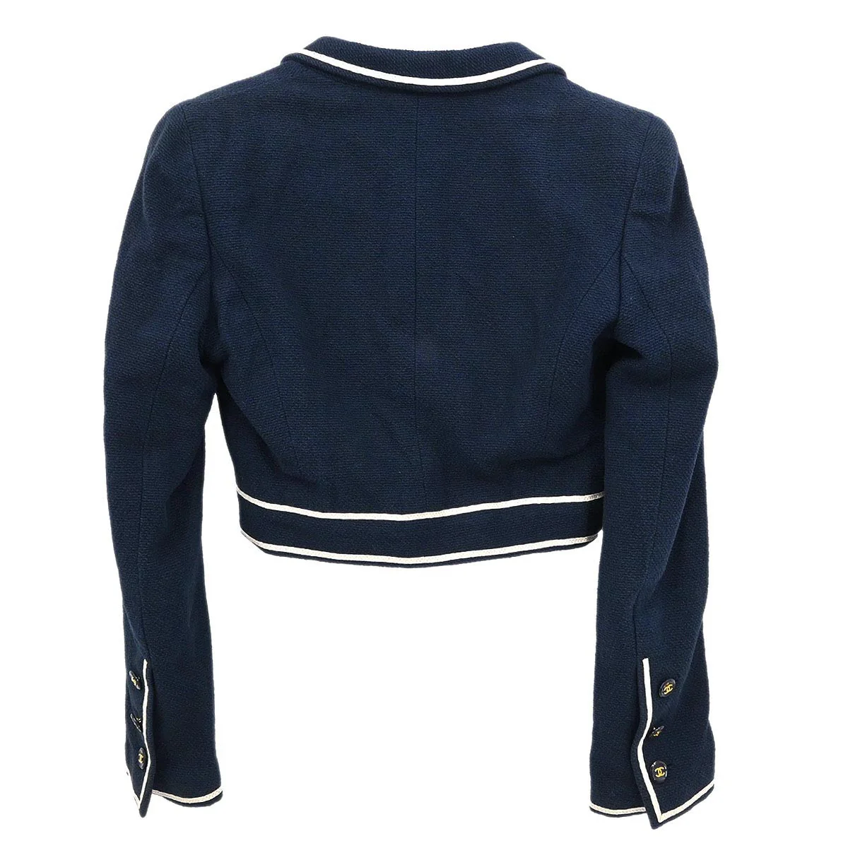 Chanel 1995 Single Breasted Jacket Navy #38 - Image 2