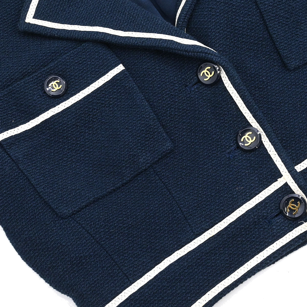 Chanel 1995 Single Breasted Jacket Navy #38 - Image 4