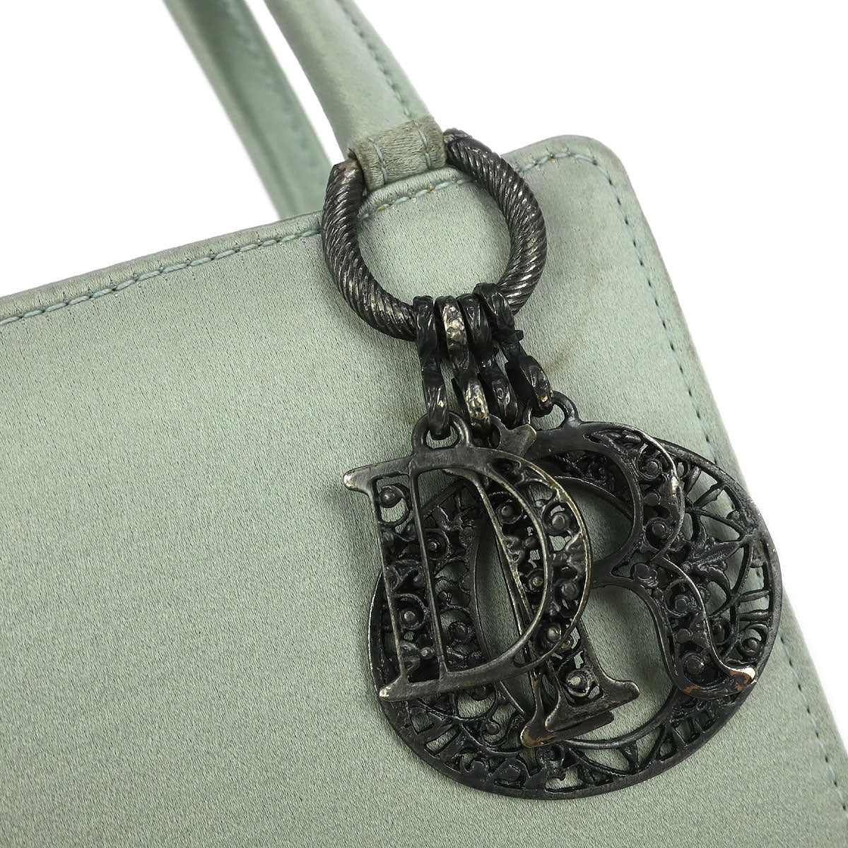 Christian Dior Mint Green Satin Handbag - Image 6