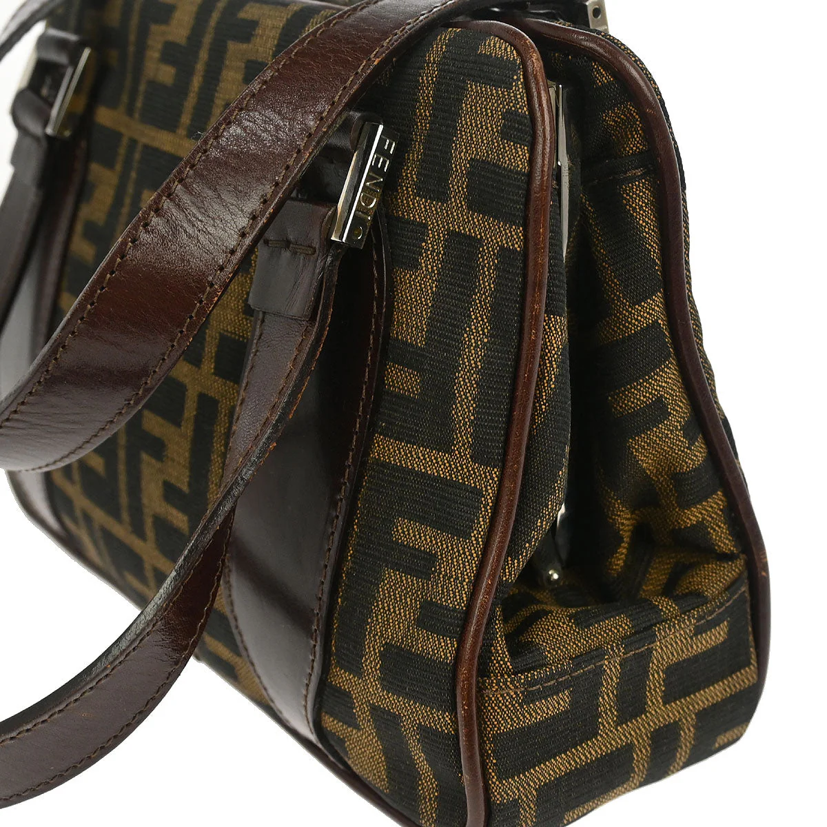 Fendi Brown Canvas Zucca Handbag - Image 6