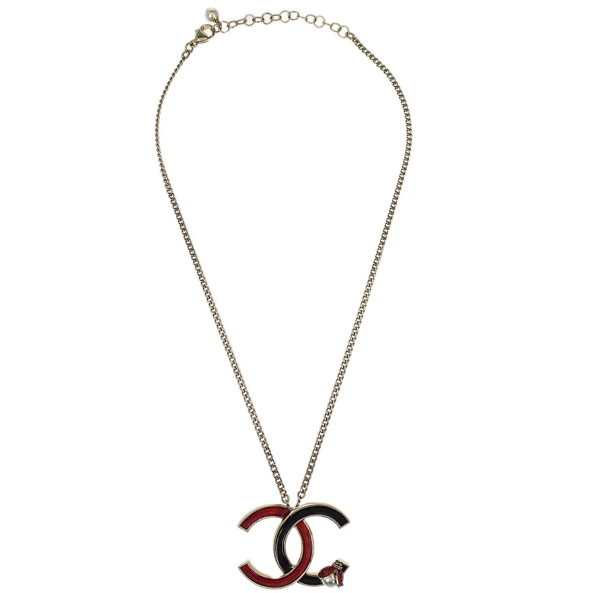 Chanel Ladybug CC Charm Gold Chain Necklace Costume Pearl 18P - Image 2