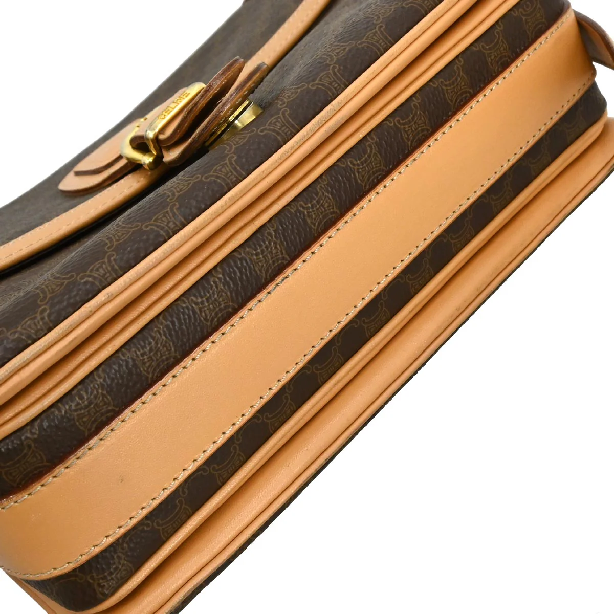 Celine Brown PVC Macadam Shoulder Bag - Image 3