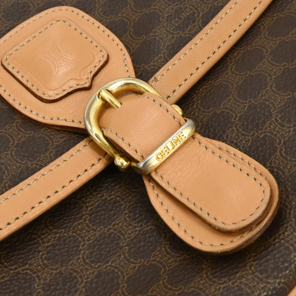 Celine Brown PVC Macadam Shoulder Bag - Image 5