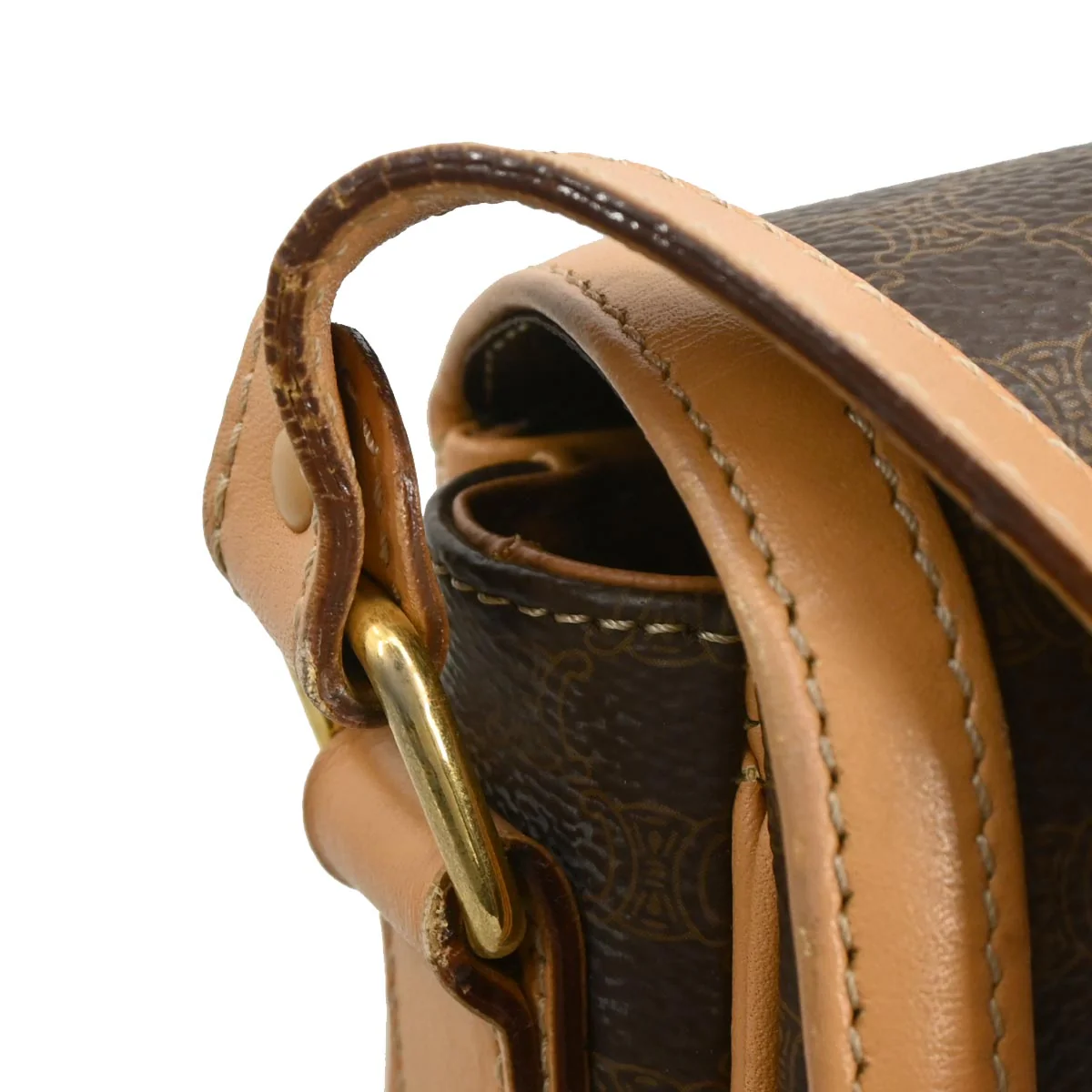 Celine Brown PVC Macadam Shoulder Bag - Image 6