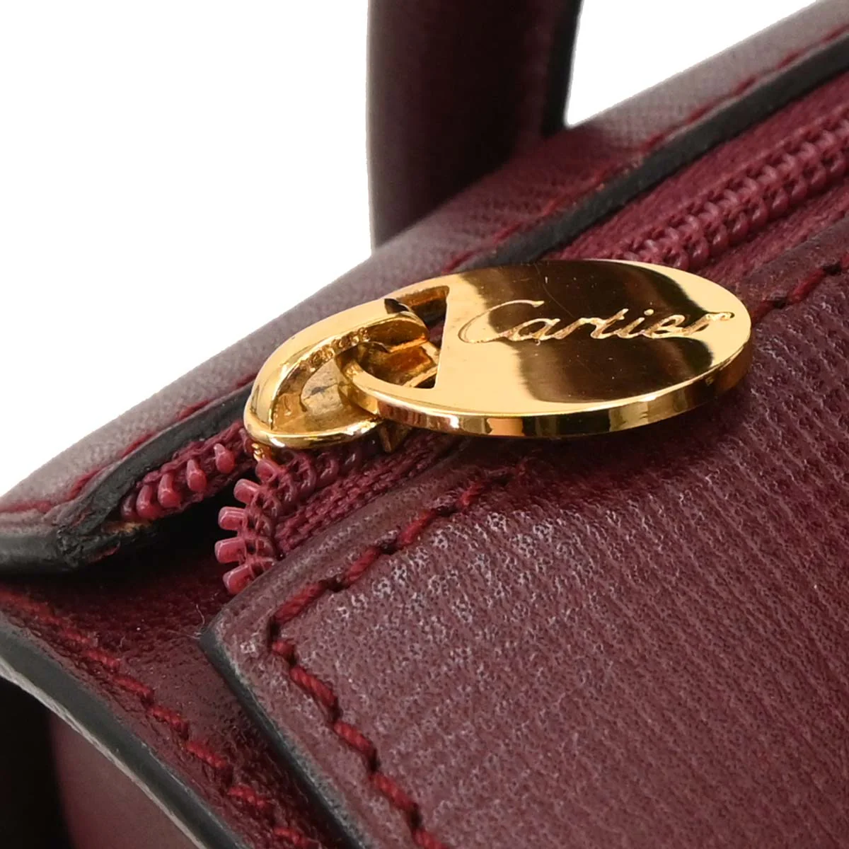 Cartier Bordeaux Leather 2way Shoulder Handbag - Image 6