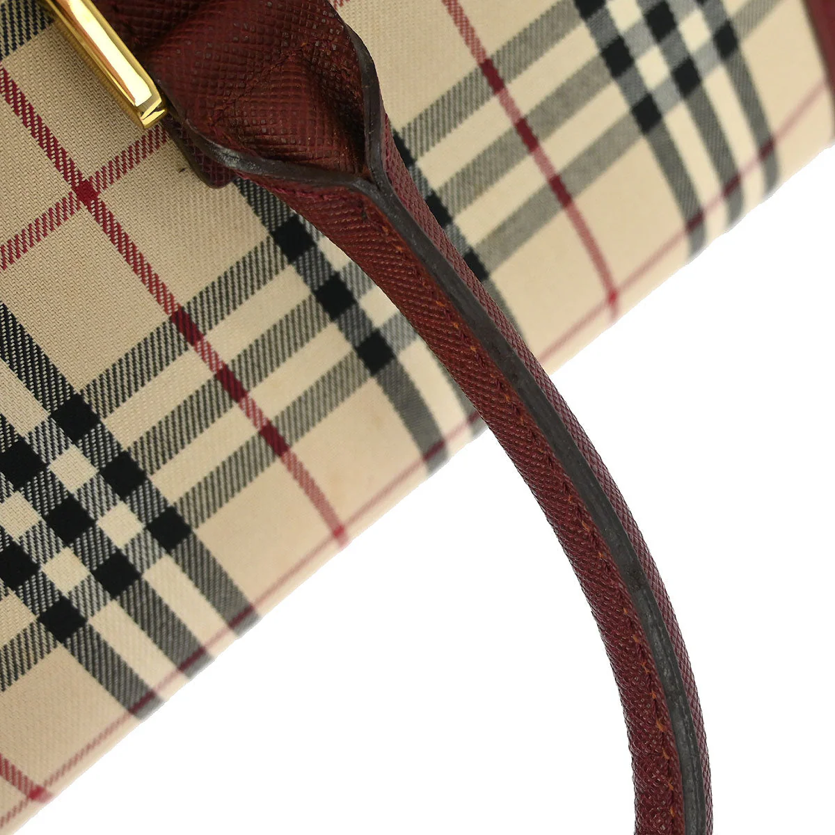 Burberry Beige Canvas Burberry Check Handbag - Image 10