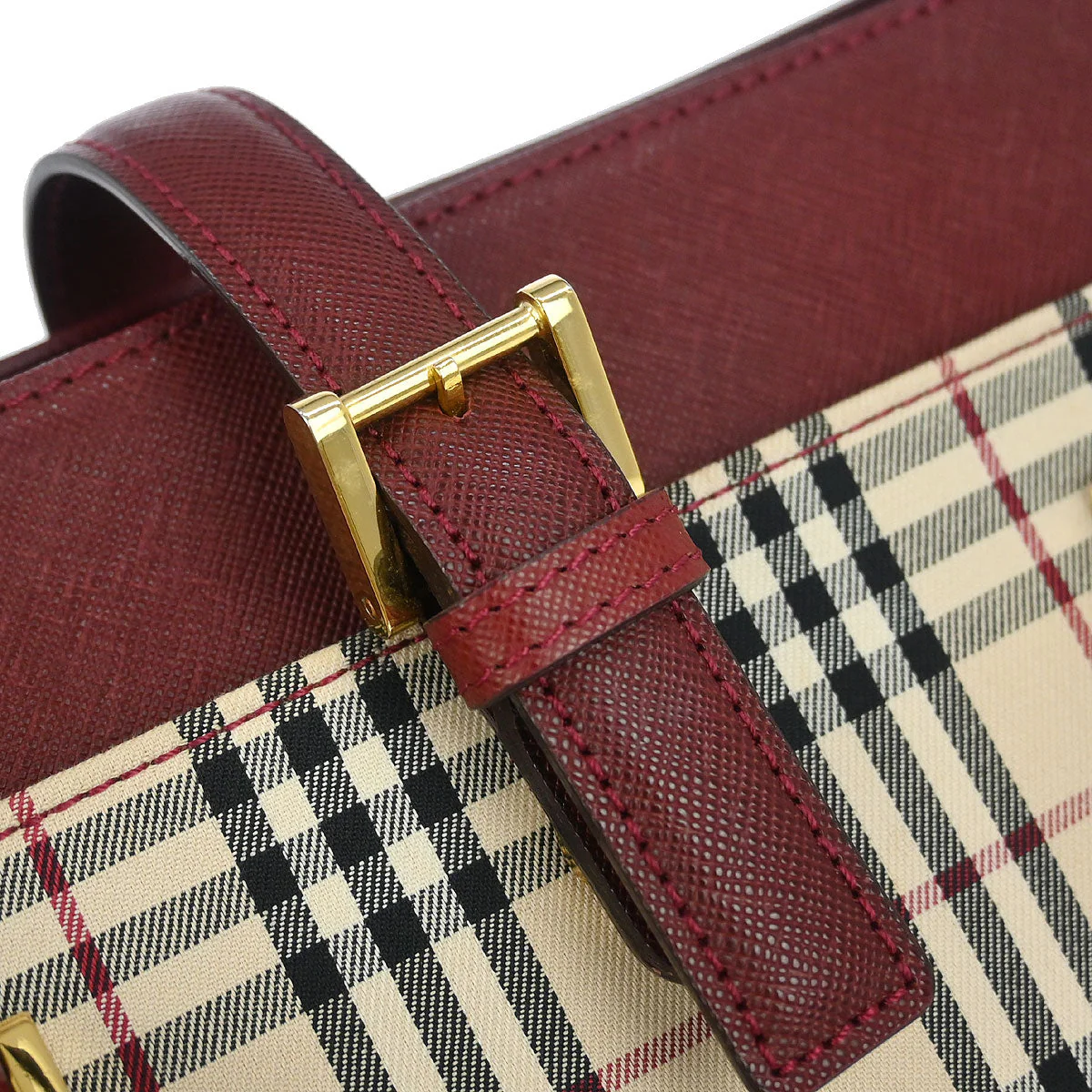 Burberry Beige Canvas Burberry Check Handbag - Image 4