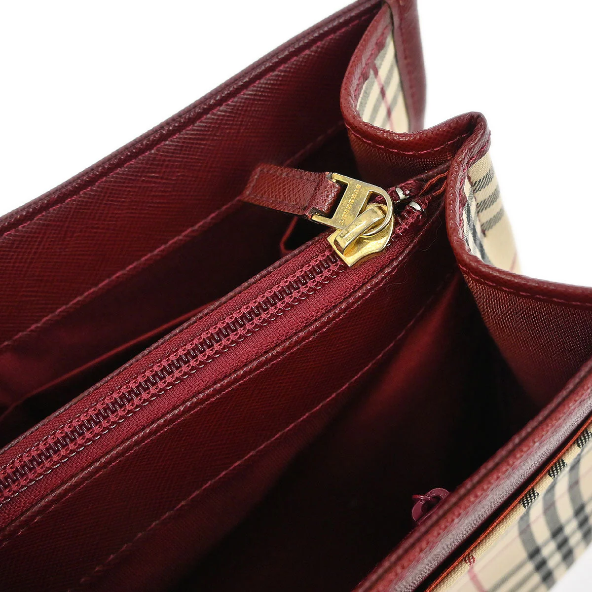 Burberry Beige Canvas Burberry Check Handbag - Image 6
