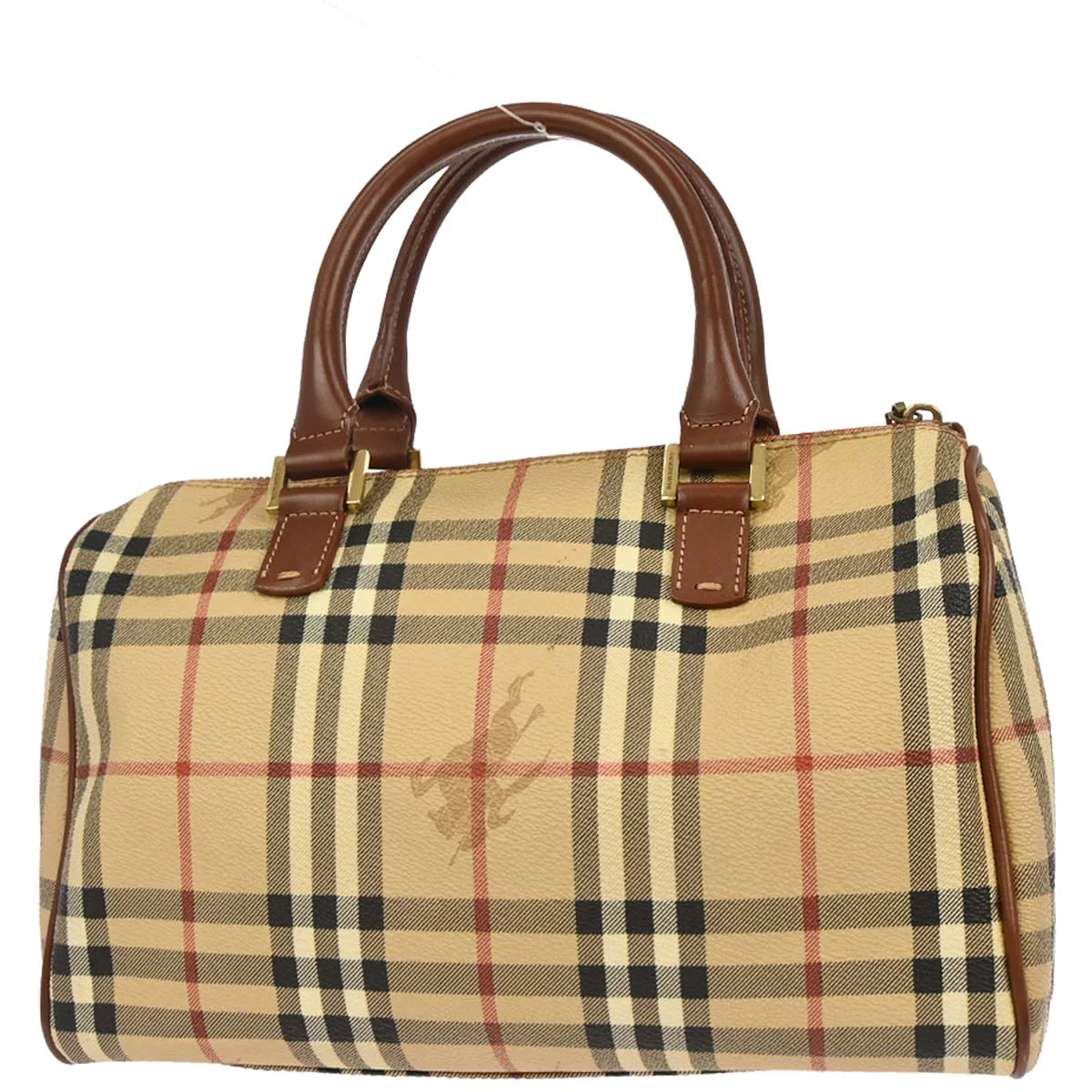 Burberry Beige Brown House Check Duffle Handbag - Image 2
