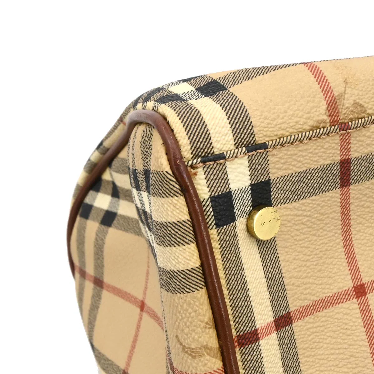 Burberry Beige Brown House Check Duffle Handbag - Image 3