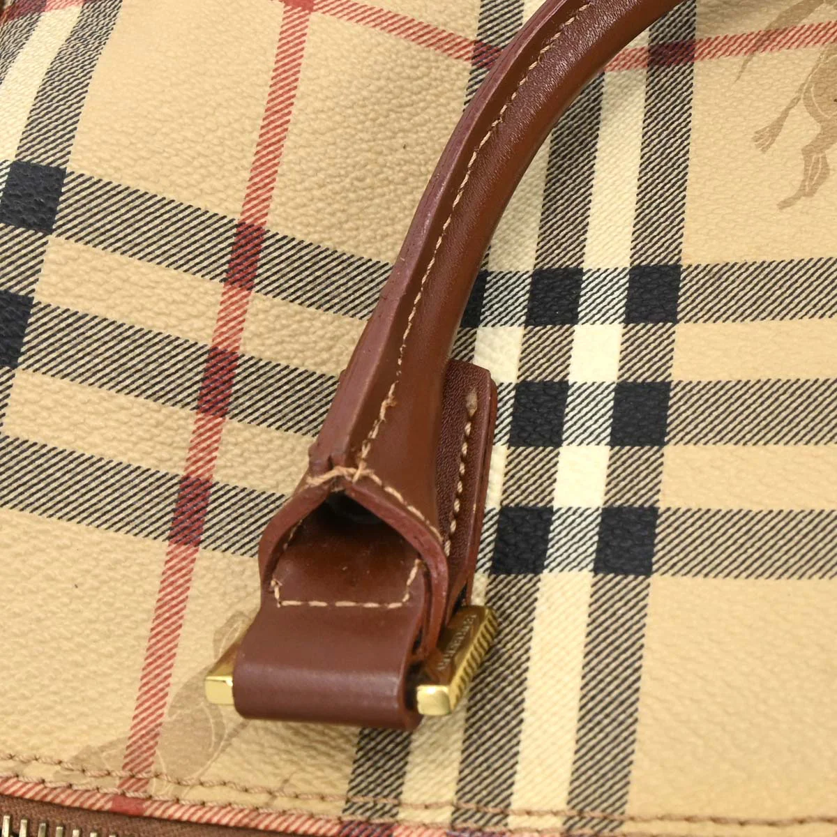 Burberry Beige Brown House Check Duffle Handbag - Image 5