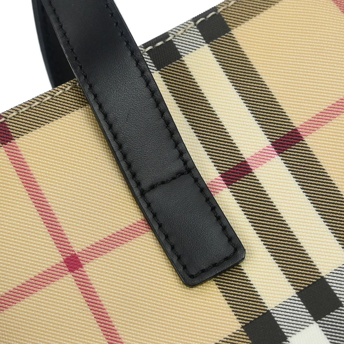 Burberry Beige PVC Burberry Check Tote Handbag - Image 5