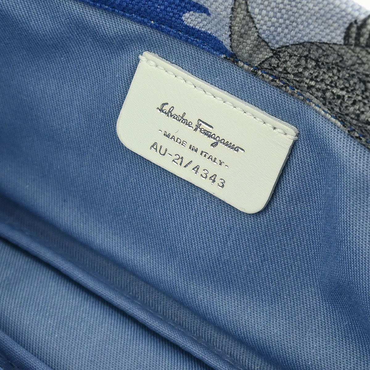 Salvatore Ferragamo Blue PVC Gancini Fish Print Handbag - Image 10
