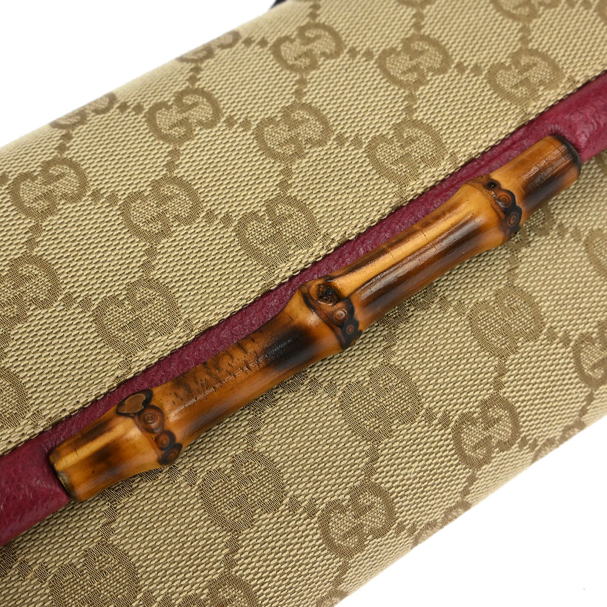 Gucci Beige Canvas Bamboo GG Shoulder Bag - Image 4