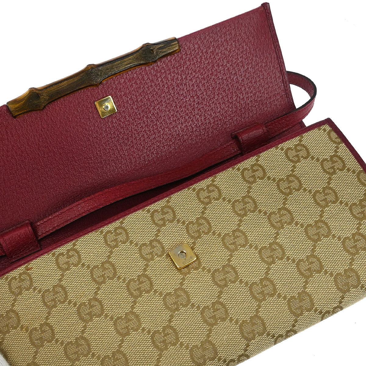 Gucci Beige Canvas Bamboo GG Shoulder Bag - Image 6