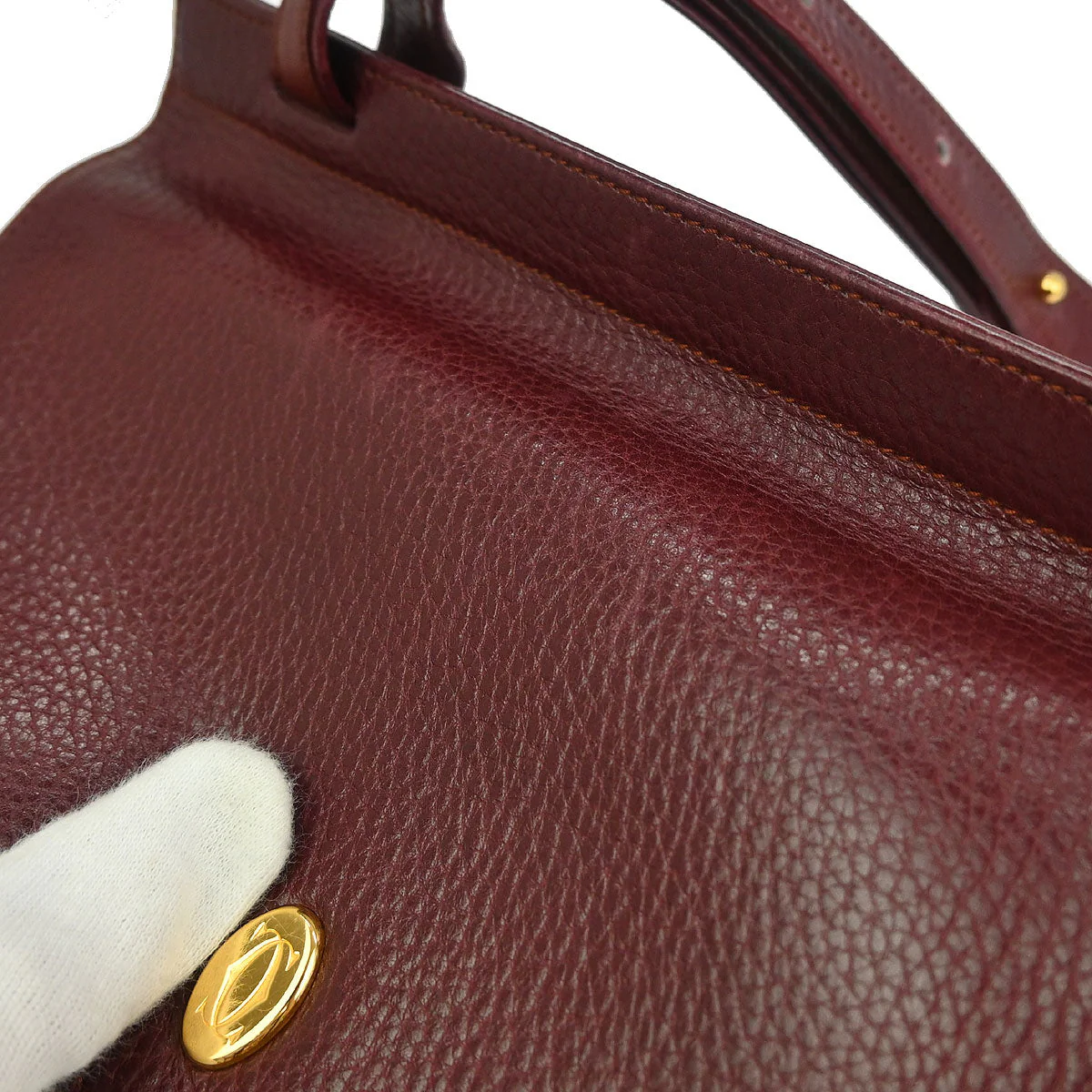 Cartier Bordeaux Leather Must de Cartier Shoulder Bag - Image 6