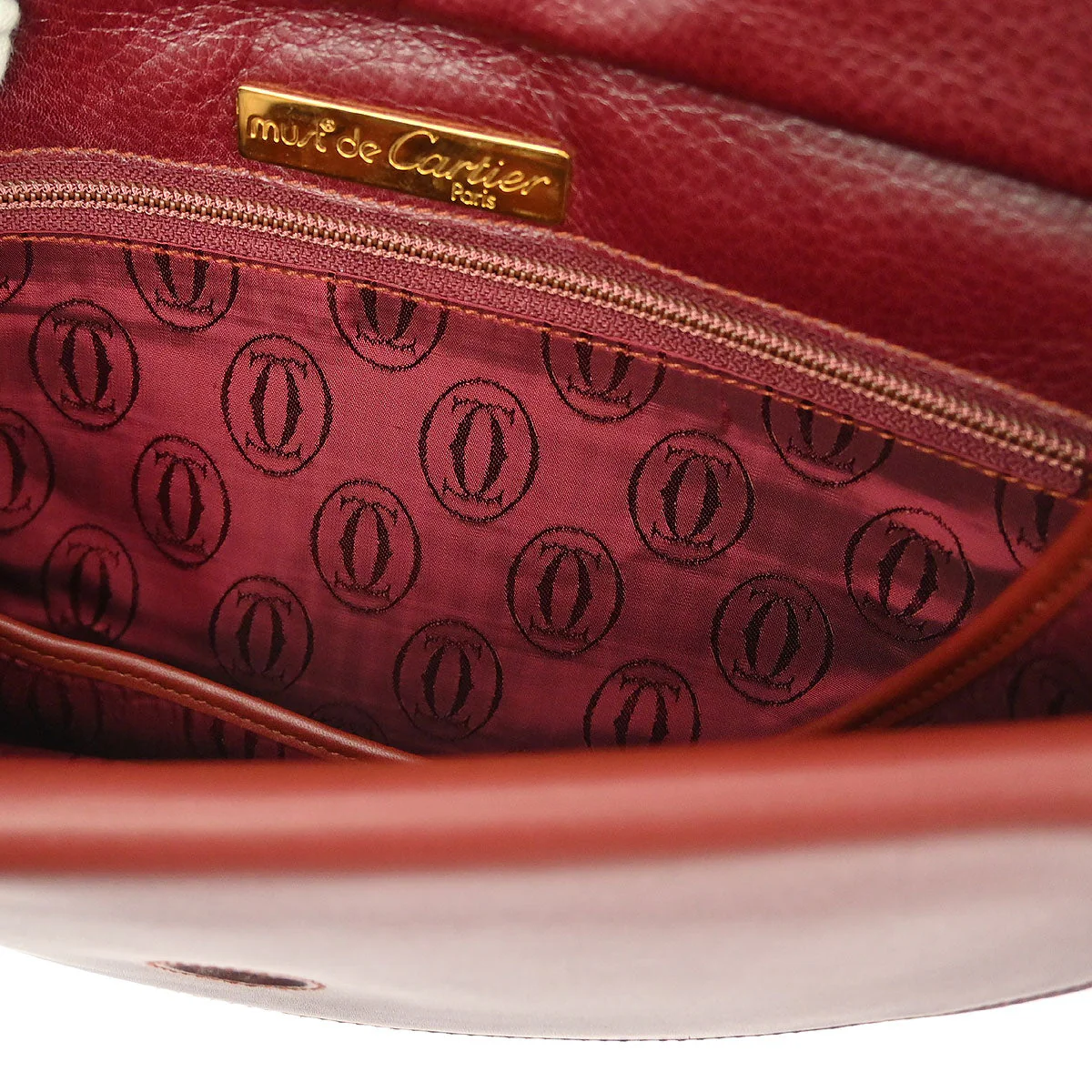 Cartier Bordeaux Leather Must de Cartier Shoulder Bag - Image 8