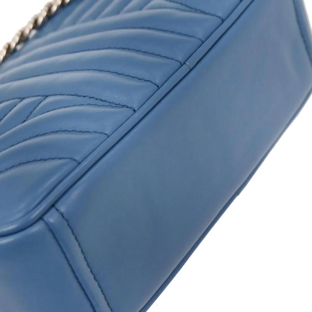 Prada Blue Leather Diagramme Chain Shoulder Bag - Image 4