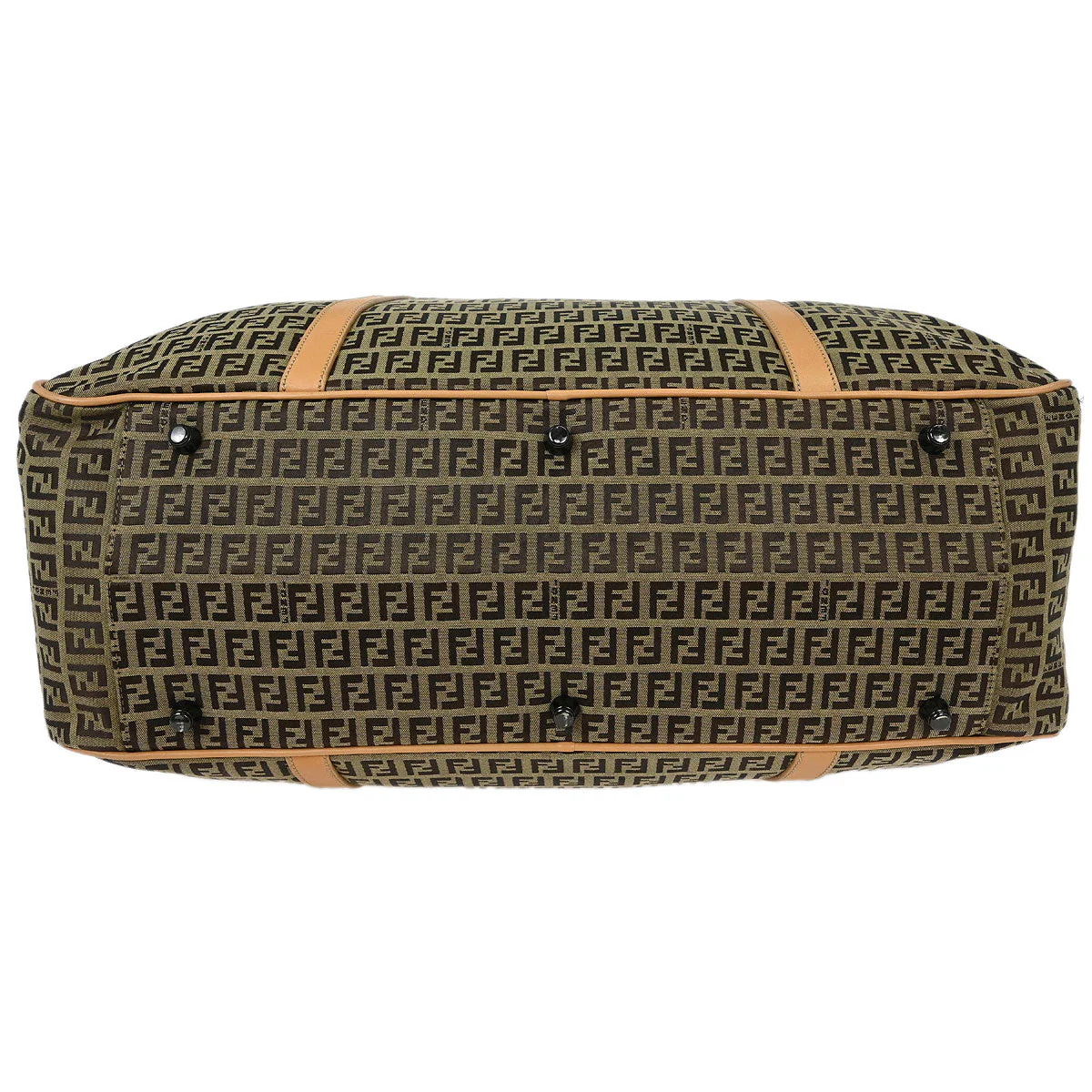 Fendi Beige Brown Zucchino Travel Handbag - Image 3