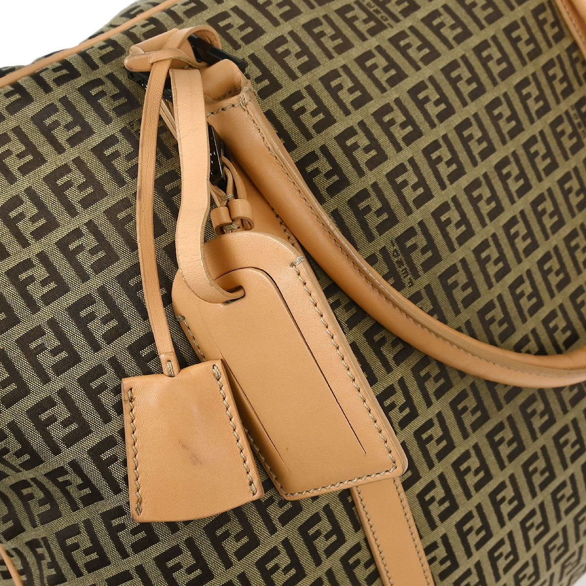 Fendi Beige Brown Zucchino Travel Handbag - Image 7